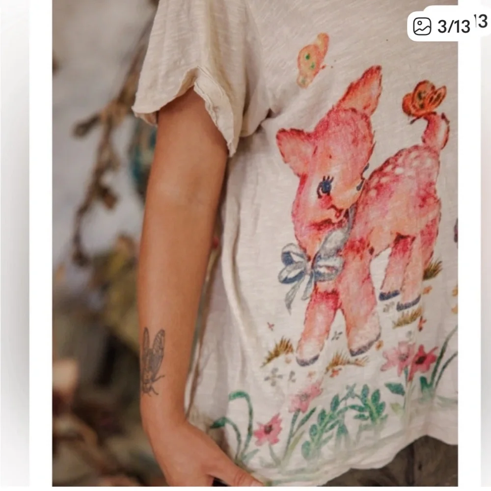 NWT🦌🦋🦜Magnolia Pearl 💯 Cotton
Frolic Tee in One Size Fits Most - Picture 3 of 13